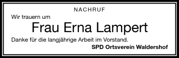 Traueranzeige von Erna Lampert von Frankenpost