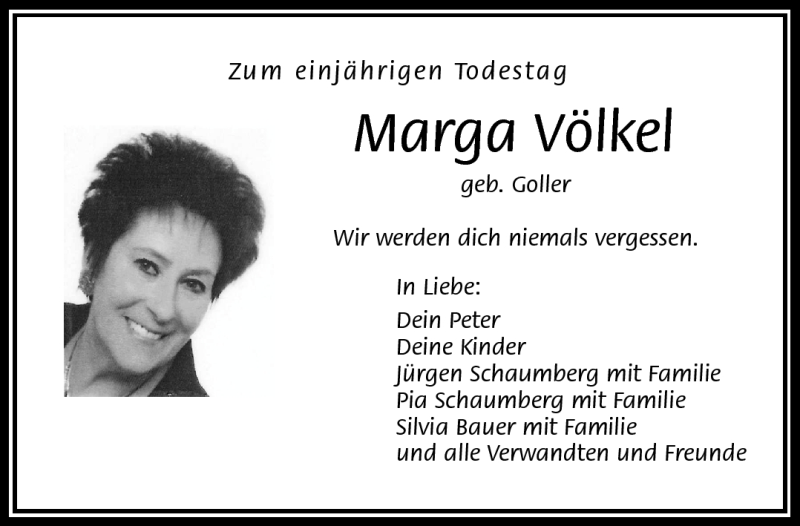  Traueranzeige für Marga Völkel vom 05.10.2015 aus Frankenpost