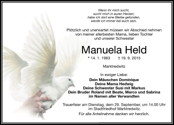 Traueranzeige von Manuela Held von Frankenpost