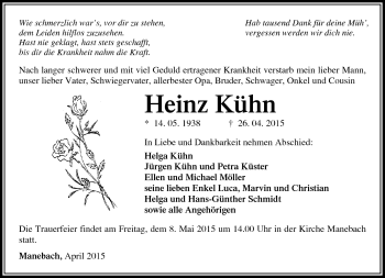 Traueranzeige von Heinz Kühn von Südthüringer Presse