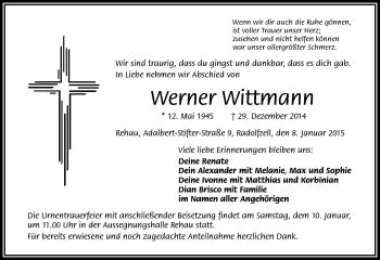 Traueranzeige von Werner Wittmann von Frankenpost