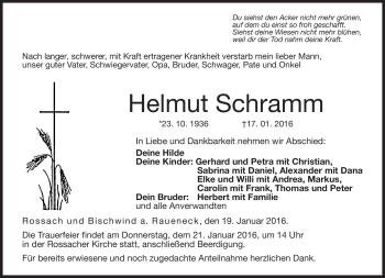 Traueranzeige von Helmut Schramm von Neue Presse Coburg