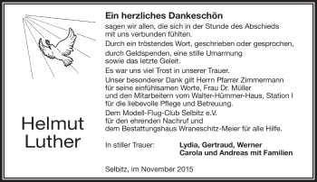 Traueranzeige von Helmut Luther von Frankenpost