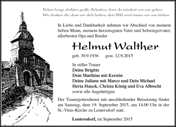 Traueranzeige von Helmut Walther von Südthüringer Presse