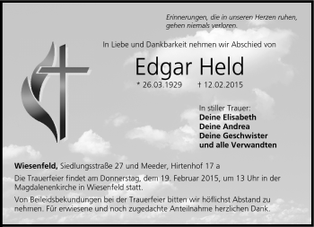 Traueranzeige von Edgar Held von Neue Presse Coburg
