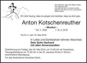 Traueranzeige von Anton Kotschenreuther von Neue Presse Coburg