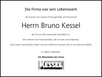Traueranzeige von Bruno Kessel von Neue Presse Coburg