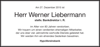 Traueranzeige von Werner Liebermann von Neue Presse Coburg