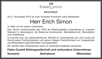 Traueranzeige von Erich Simon von Frankenpost