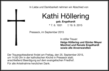 Traueranzeige von Kathi Höllering von Frankenpost