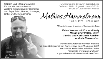 Traueranzeige von Mathias Hämmelmann von Neue Presse Coburg