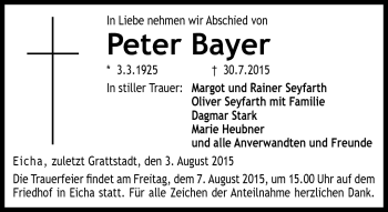 Traueranzeige von Peter Bayer von Neue Presse Coburg