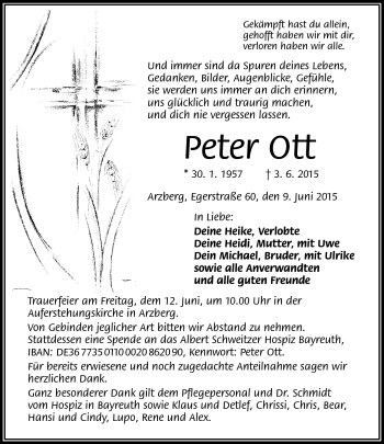 Traueranzeige von Peter Ott von Frankenpost