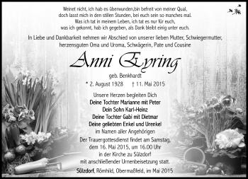 Traueranzeige von Anna Eyring von Südthüringer Presse