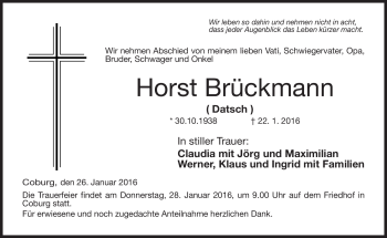 Traueranzeige von Horst Brückmann von Neue Presse Coburg