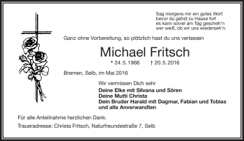 Traueranzeige von Michael Fritsch von Frankenpost