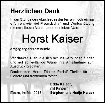 Traueranzeige von Host Kaiser von Neue Presse Coburg