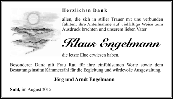 Traueranzeige von Klaus Engelmann von Südthüringer Presse