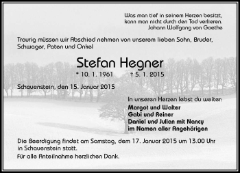 Traueranzeige von Stefan Heger von Frankenpost