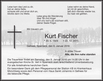 Traueranzeige von Kurt Fischer von Frankenpost