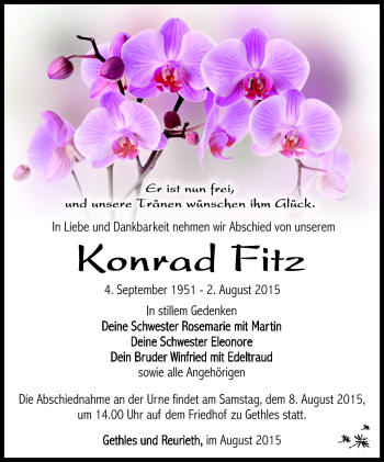 Traueranzeige von Konrad Fitz von Südthüringer Presse