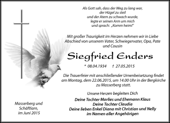 Traueranzeige von Siegfried Enders von Südthüringer Presse