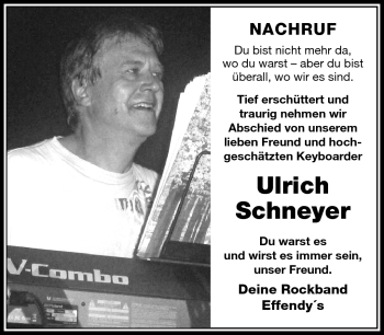 Traueranzeige von Ulrich Schneyer von Südthüringer Presse