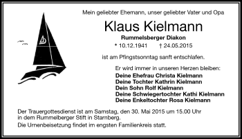 Traueranzeige von Klaus Kielmann von Frankenpost