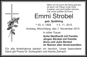 Traueranzeige von Emmi Strobel von Frankenpost