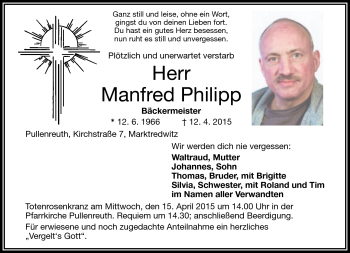 Traueranzeige von Manfred Philipp von Frankenpost