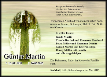 Traueranzeige von Günter Martin von Südthüringer Presse