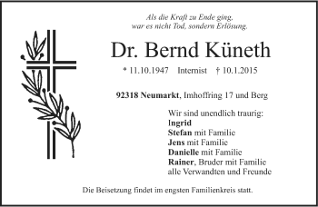 Traueranzeige von Bernd Küneth von 23313