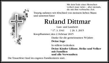 Traueranzeige von Ruland Dittmar von Frankenpost