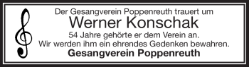 Traueranzeige von Werner Konschak von Frankenpost