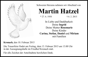Traueranzeige von Martin Hatzel von Neue Presse Coburg