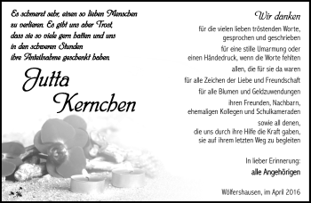 Traueranzeige von Jutta Kernchen von Südthüringer Presse