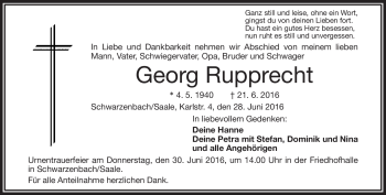 Traueranzeige von Georg Rupprecht von Frankenpost