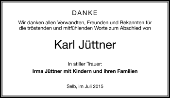 Traueranzeige von Karl Jüttner von Frankenpost