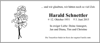 Traueranzeige von Harald Schnettler von Frankenpost