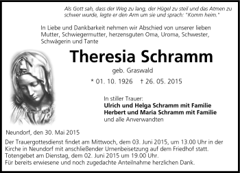 Traueranzeige von Theresia Schramm von Neue Presse Coburg