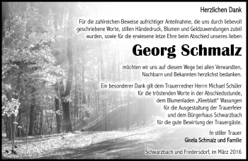 Traueranzeige von Georg Schmalz von Südthüringer Presse