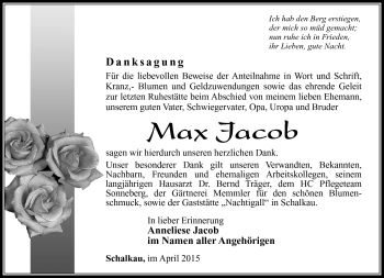 Traueranzeige von Max Jacob von Südthüringer Presse