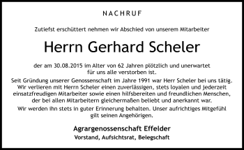 Traueranzeige von Gerhard Scheler von Südthüringer Presse