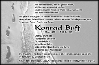 Traueranzeige von Kornad Buff von Südthüringer Presse