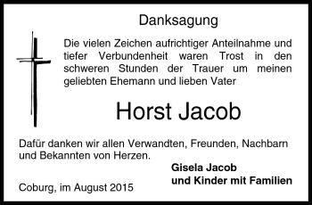 Traueranzeige von Horst Jacob von Neue Presse Coburg