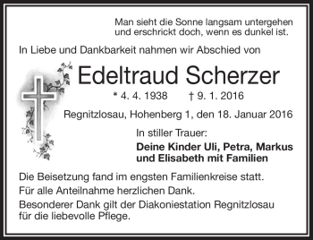 Traueranzeige von Edeltraud Scherzer von Frankenpost