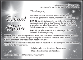 Traueranzeige von Eckard Müller von Südthüringer Presse
