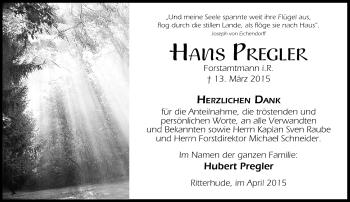 Traueranzeige von Hans Pregler von Neue Presse Coburg