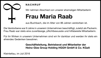 Traueranzeige von Maria Raab von Neue Presse Coburg