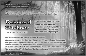 Traueranzeige von Reinhard Büchner von Südthüringer Presse